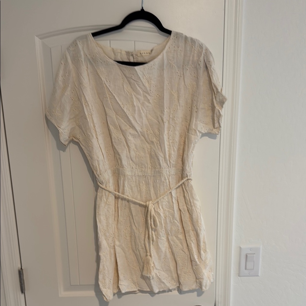 Bohme Cream Tie Front Mini Dress